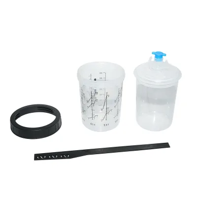 Set di 50 tazze di miscelazione per vernice da 400 ml con tappo filtrante da 125 micron per pistola per verniciatura - immagine 2