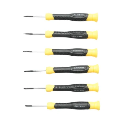 Set di 6 cacciaviti di precisione con punta magnetica, a taglio e a croce, professionali in acciaio Cr-V Crownman