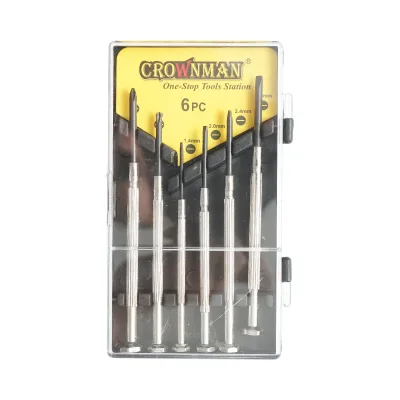Set di 6 cacciaviti di precisione con punta magnetica, a taglio e a croce, professionali in acciaio Cr-V Crownman - immagine 4