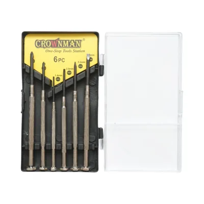 Set di 6 cacciaviti di precisione con punta magnetica, a taglio e a croce, professionali in acciaio Cr-V Crownman