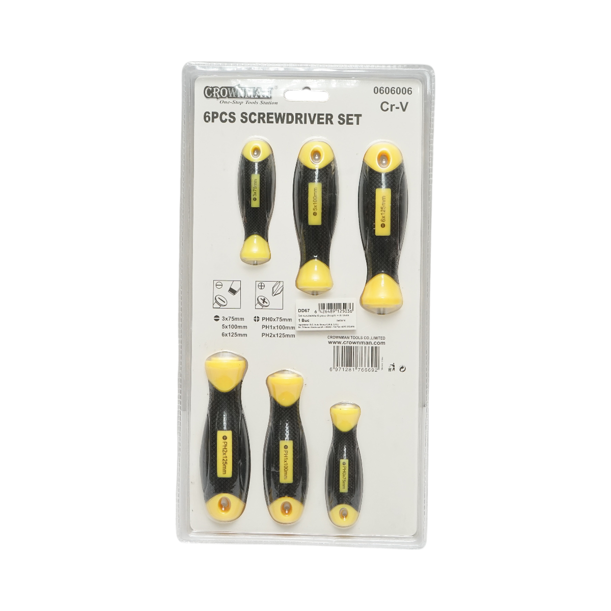 Set di 6 cacciaviti magnetici professionali CR-V Crownman - immagine 5