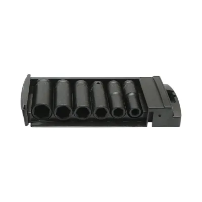 Set di 6 chiavi a bussola a impatto lunghe 10-21 mm, 78 mm, quadrate da 1/2 pollice in acciaio Cr-Mo Breckner Germany