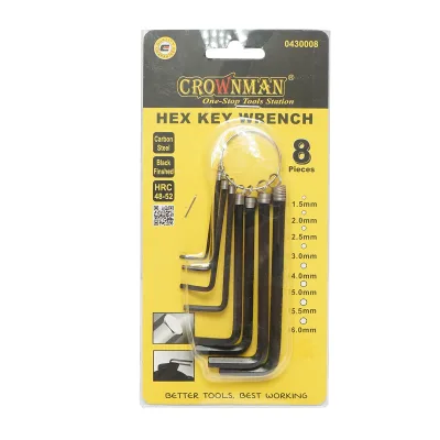 Set di 8 chiavi esagonali da 1,5 a 6 mm, acciaio al carbonio HRC 48-52 Crownman - immagine 5
