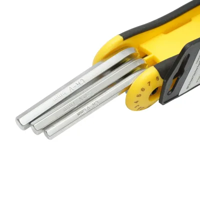 Set di 8 chiavi esagonali pieghevoli con impugnatura a coltello 2-8 mm Cr-V Crownman - immagine 5