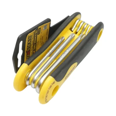 Set di 8 chiavi esagonali Torx pieghevoli con impugnatura a coltello T9-T40mm Cr-V Crownman - immagine 3