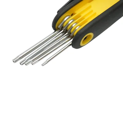 Set di 8 chiavi esagonali Torx pieghevoli con impugnatura a coltello T9-T40mm Cr-V Crownman - immagine 5