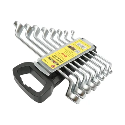 Set di 8 chiavi inelari piegate in supporto con clip, dimensioni 6-22mm, Cr-V Crownman - immagine 3