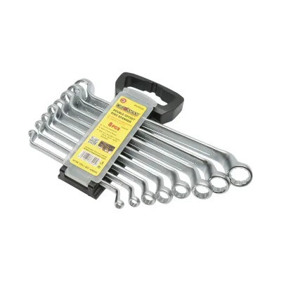 Set di 8 chiavi inelari piegate in supporto con clip, dimensioni 6-22mm, Cr-V Crownman - immagine 2