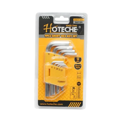Set di 9 chiavi a brugola esagonali corte 1,5-10 mm Cr-V Hotech