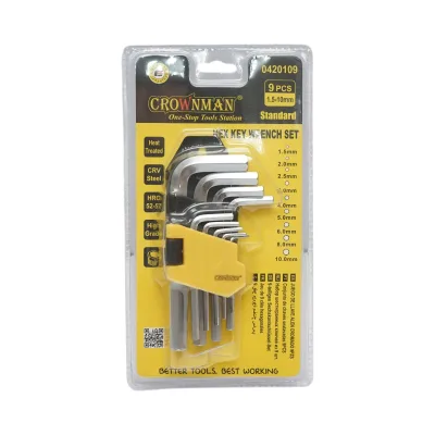 Set di 9 chiavi a brugola esagonali da 1,5-10 mm in acciaio Cr-V Crownman - immagine 2