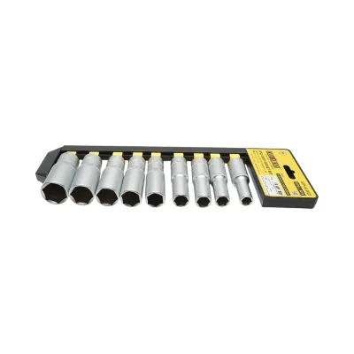 Set di 9 chiavi a bussola lunghe da 10 a 24 mm, attacco quadrato da 1/2 pollice, materiale Cr-V 50BV30 Crownman - immagine 2