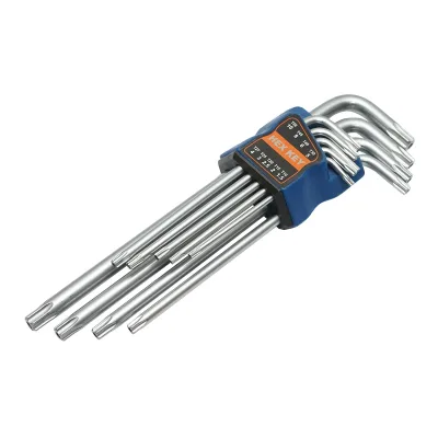 Set di 9 chiavi esagonali Torx T10-T50 (1,5-10 mm) con braccio lungo e testa sferica Cr-V - immagine 3