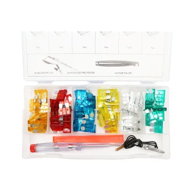 Set di 93 fusibili piatti per auto con tester di tensione 6-24V e pinza estraifusibili - immagine 2