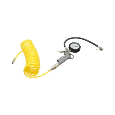 Set di aria compressa da 6 pezzi con tubo a spirale da 5 m, pistola gonfiatrice, soffiatore d'aria, ago per sfere e adattatori - immagine 2