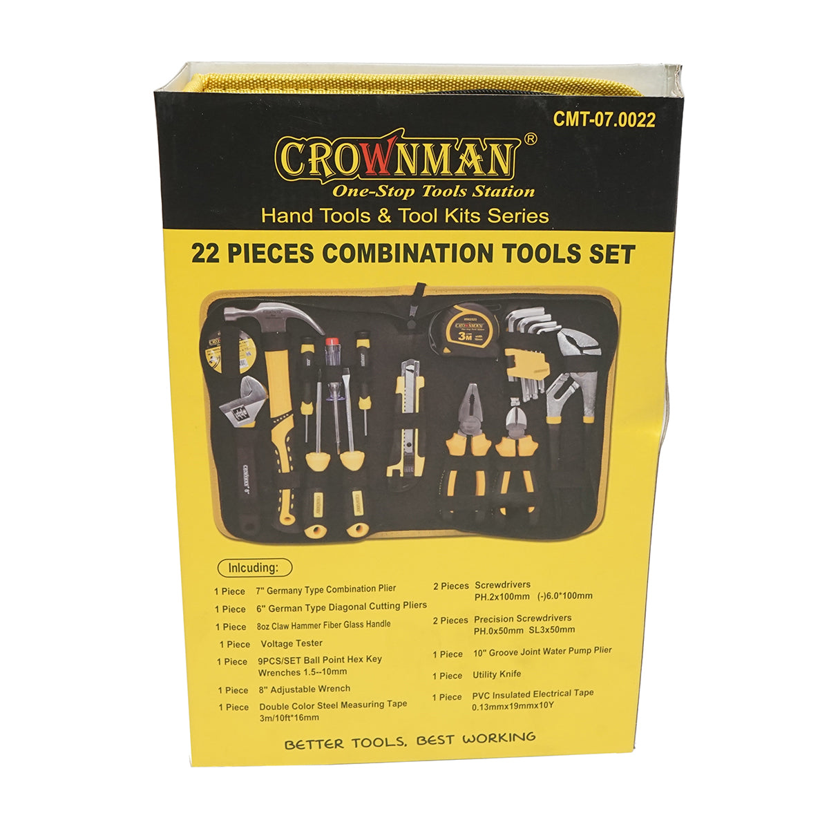 Set di attrezzi e utensili combinati, 22 pezzi, Crownman. - immagine 4