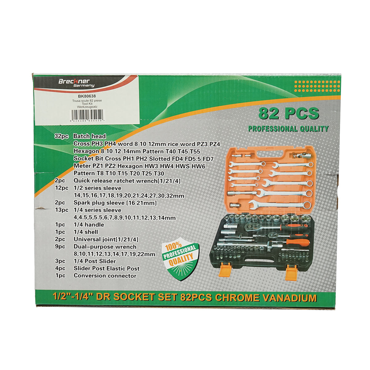 Set di cacciaviti tubolari, fissi, torx, a cricchetto 82 pezzi Breckner Germany - immagine 2