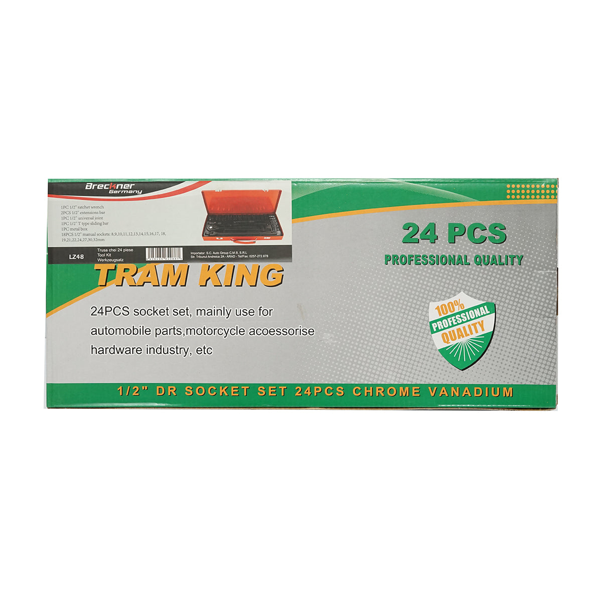 Set di chiavi a bussola 1/2, trainer a cricchetto da 25 pezzi Breckner Germany - immagine 2