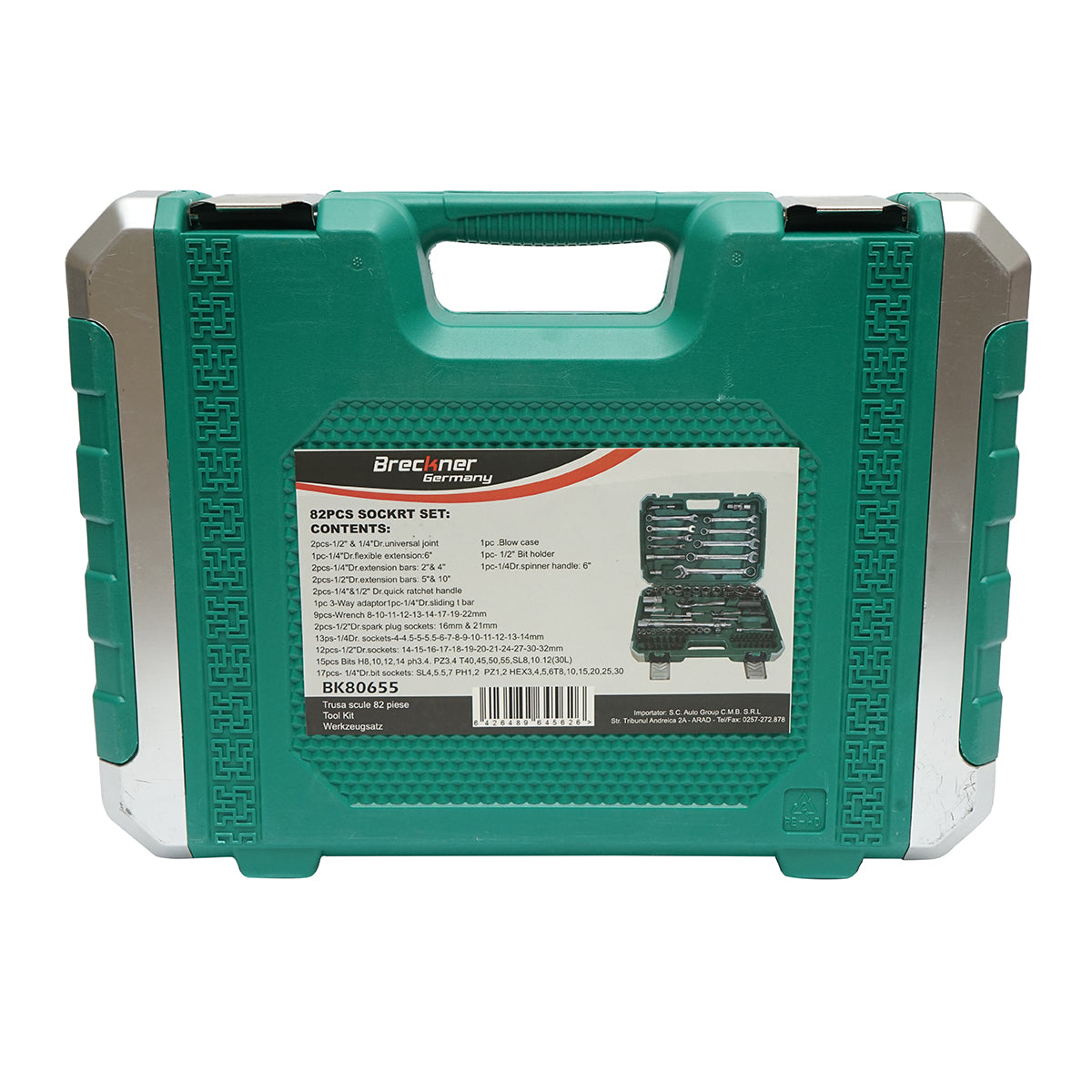 Set di chiavi a bussola 4-32mm e chiavi fisse combinate 8-22mm, punte esagonali, torx, trainer a cricchetto 82 pezzi Breckner Germany - immagine 3