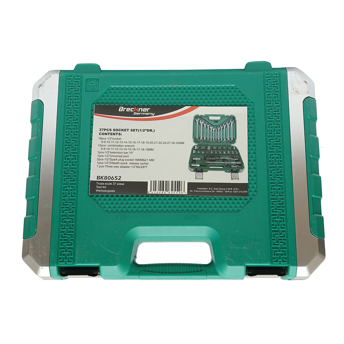 Set di chiavi a bussola 8-32mm e chiavi combinate 8-19mm, 1/2 cricchetto trainer 37 pezzi Breckner Germany - immagine 3