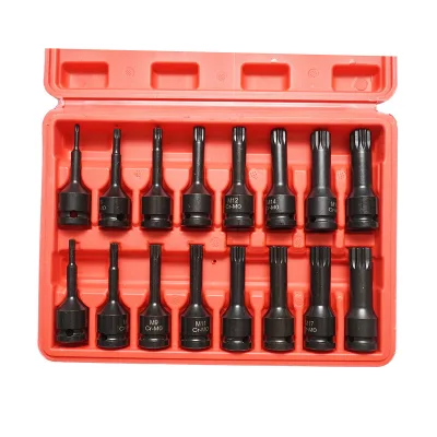 Set di chiavi a bussola a percussione con scanalatura lunga M4-M19, 1/2 pollice quadrato 16 pezzi - immagine 3