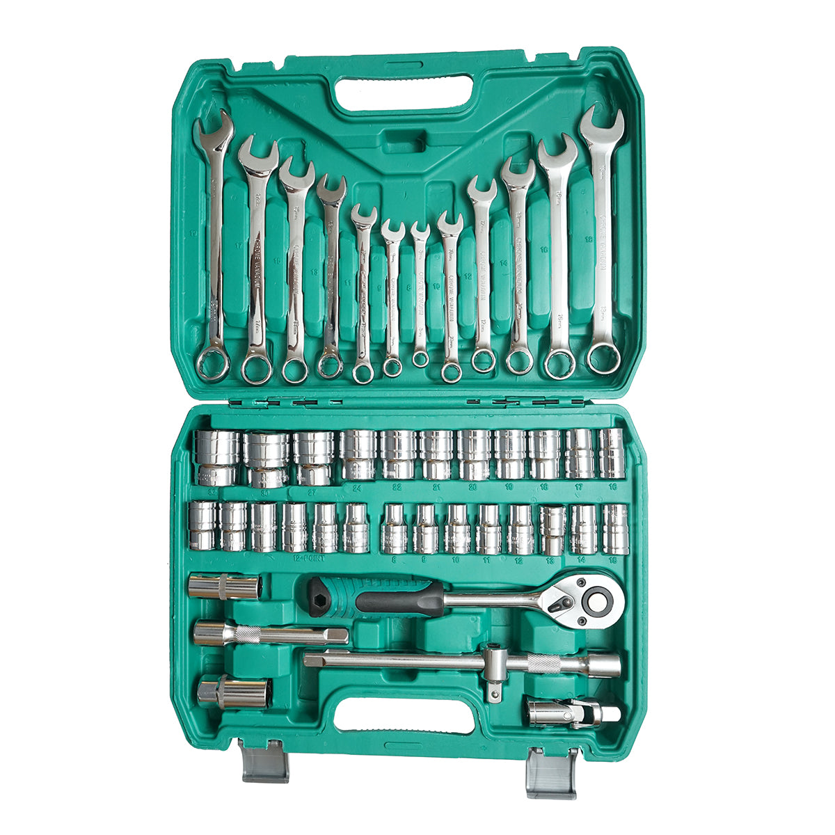Set di chiavi a bussola combinate da 8-32 mm e set di chiavi fisse da 8-19 mm, 1/2 cricchetto trainer 44 pezzi Breckner Germany - immagine 3
