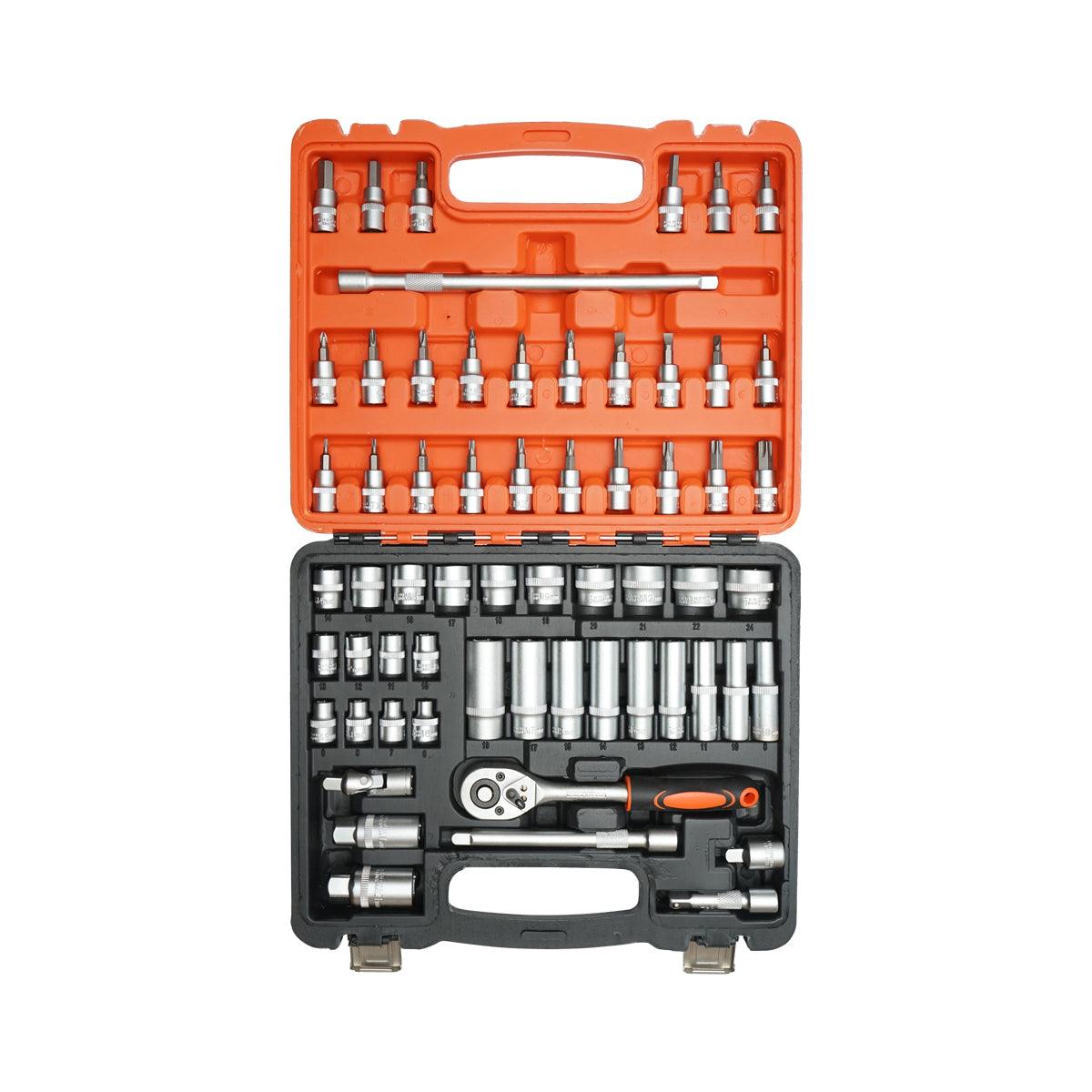 Set di Chiavi a Bussola con Cricchetto 61 Pezzi, Custodia Portatile, Set Chiavi con Cricchetto Bussola Cacciavite 61 pezzi Breckner Germany - immagine 3