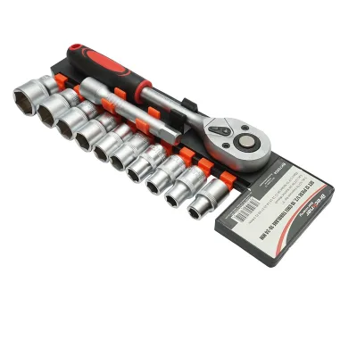 Set di chiavi a bussola con cricchetto da 1/2" Cr-V, bussole 10 pezzi, cricchetto, prolunga, Breckner Germany - immagine 3