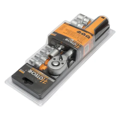 Set di chiavi a bussola con cricchetto da 1/2" Cr-V, bussole 10 pezzi, cricchetto, prolunga, Hoteche - immagine 3