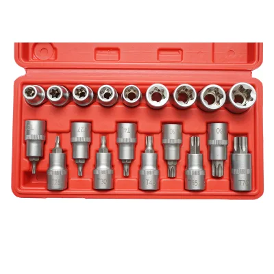 Set di chiavi a bussola E-Torx E10-E24, punte Torx T20-T70, 1/2 pollice quadrato 19 pezzi - immagine 3