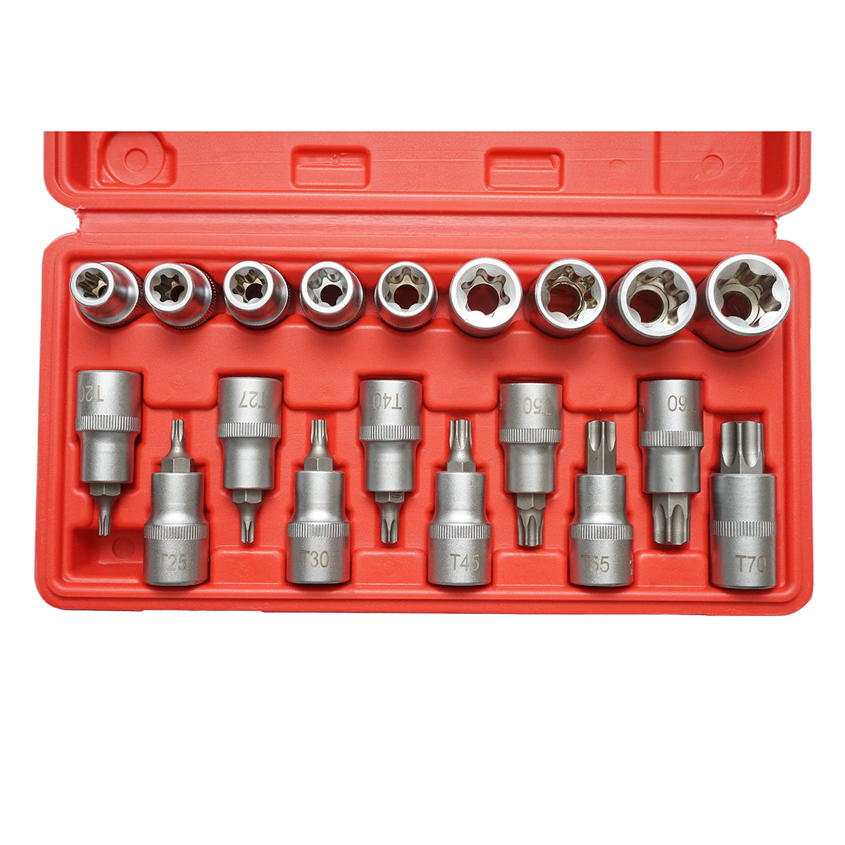 Set di chiavi a bussola E-Torx E10-E24, punte Torx T20-T70, 1/2 pollice quadrato 19 pezzi - immagine 3