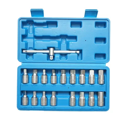 Set di chiavi a bussola esagonale 8-14 mm, testa quadrata 7-14 mm, testa quadrata 3/8 pollici 18 pezzi - immagine 2