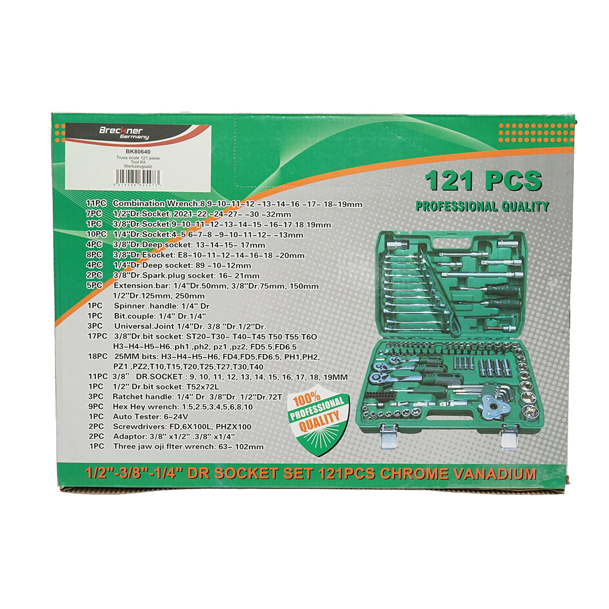 Set di chiavi a bussola esagonali Breckner Germany da 121 pezzi, fisse, torx, trainer a cricchetto - immagine 2