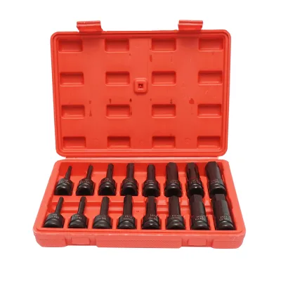 Set di chiavi a bussola esagonali lunghe H5-H21, quadrate da 1/2 pollice Cr-Mo 16 pezzi