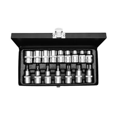 Set di chiavi a bussola Torx E10-E24/T30-T70, 16 pezzi, con profilo torx interno ed esterno per cricchetto da 1/2 - immagine 2
