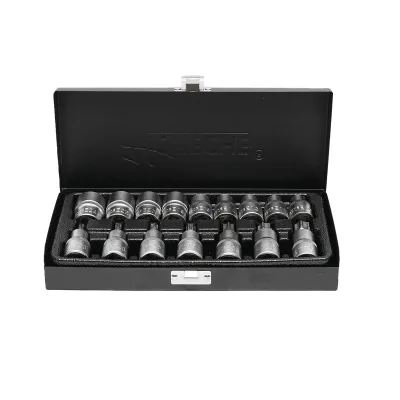 Set di chiavi a bussola Torx E10-E24/T30-T70, 16 pezzi, con profilo torx interno ed esterno per cricchetto da 1/2