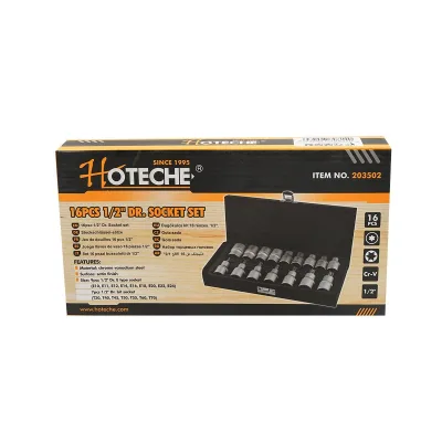 Set di chiavi a bussola Torx E10-E24/T30-T70, 16 pezzi, con profilo torx interno ed esterno per cricchetto da 1/2 - immagine 5