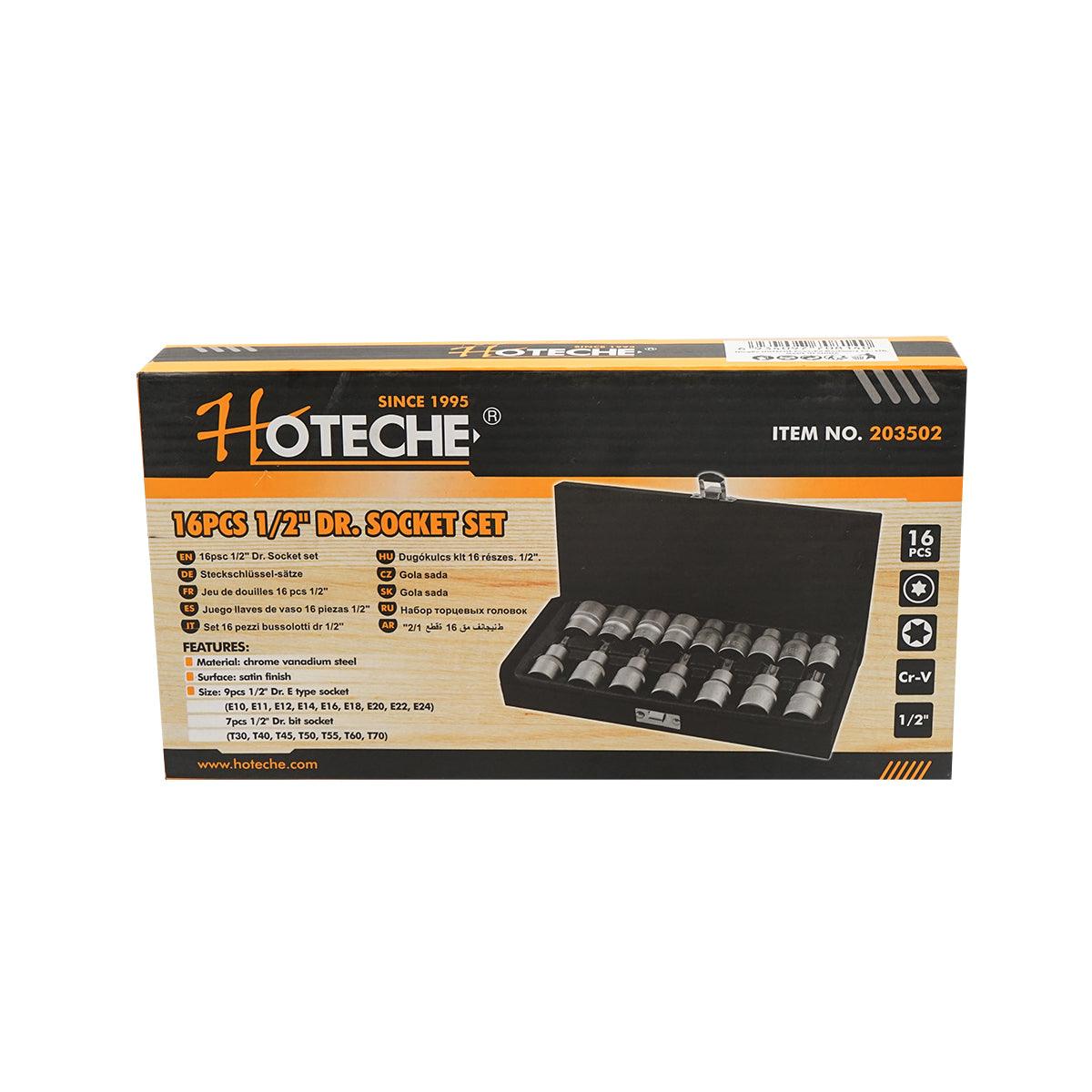 Set di chiavi a bussola Torx E10-E24/T30-T70, 16 pezzi, con profilo torx interno ed esterno per cricchetto da 1/2 - immagine 5