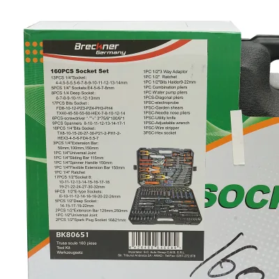 Set di chiavi a bussola, chiavi inglesi, punte torx con utensili e attrezzi 160 pezzi Breckner Germany - immagine 3