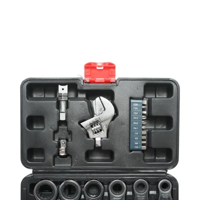Set di chiavi a cricchetto ad anello 8-19 mm, chiave regolabile, esagonale, dritta, punte a croce 26 pezzi - immagine 4
