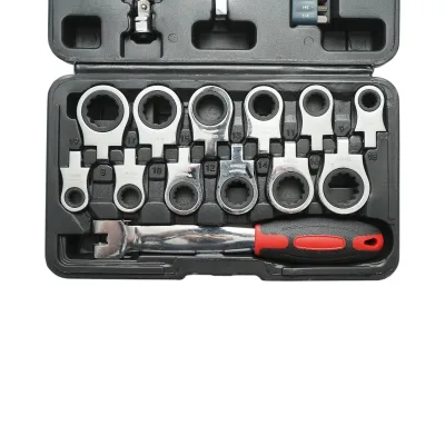 Set di chiavi a cricchetto ad anello 8-19 mm, chiave regolabile, esagonale, dritta, punte a croce 26 pezzi - immagine 3