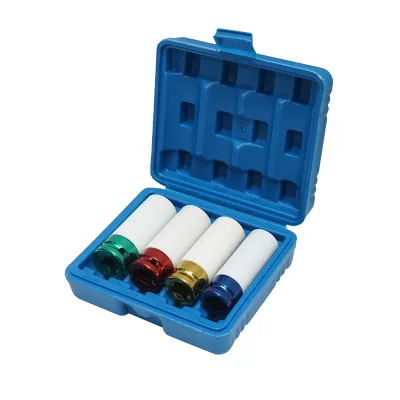 Set di chiavi a percussione per bulloni ruota con protezione del cerchione 17 mm, 19 mm, 21 mm, 22 mm, quadrate da 1/2 pollice Breckner Germany - immagine 2
