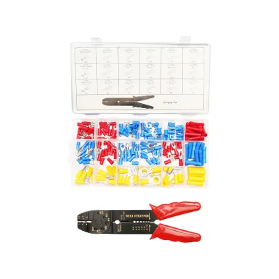 Set di connettori elettrici isolati con pinza per spelatura e crimpatura cavi, 175 pezzi - immagine 2
