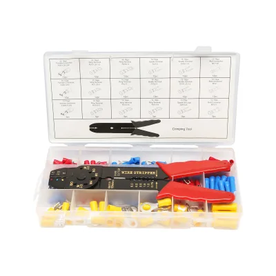 Set di connettori elettrici isolati con pinza per spelatura e crimpatura cavi, 175 pezzi - immagine 3