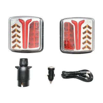 Set di lampade posteriori LED per rimorchio, 12-24V, con magnete e controllo wireless, batteria 3.7V/2000mAh, IP65, Breckner Germany. - immagine 2