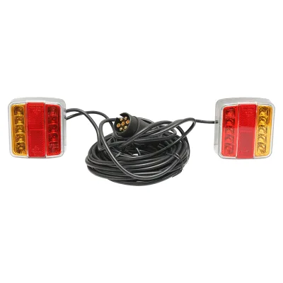 Set di luci LED magnetiche per rimorchio, spina a 7 poli, cavo da 2,5 m tra le luci posteriori, cavo spina da 7,5 m 12 V Breckner Germany