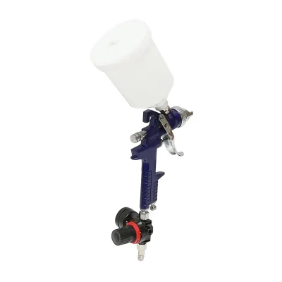 Set di pistola a spruzzo per verniciatura da 600 ml con regolatore di pressione dell'aria, ugello HVLP da 1,4/1,7 mm, pressione massima 3,1 bar. - immagine 3