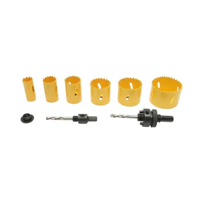 Set di punte circolari bimetalliche Crownman da 9 pezzi da 22-64 mm per legno, cartongesso, PVC - immagine 3