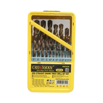Set di punte elicoidali HSS Crownman da 25 pezzi da 1-13 mm con gambo cilindrico per metallo - immagine 2