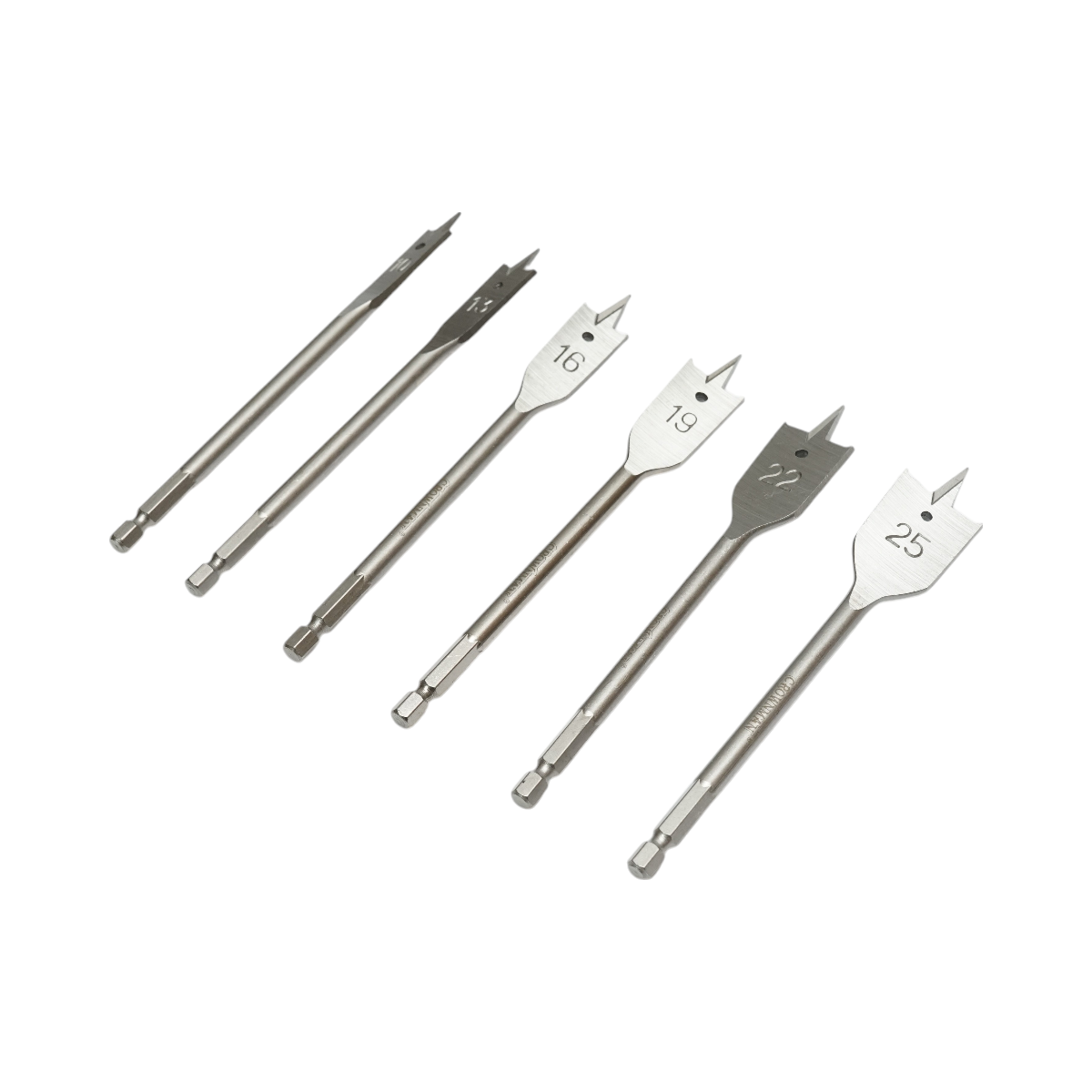 Set di punte piatte Crownman da 6 pezzi da 10-25 mm per legno - immagine 2