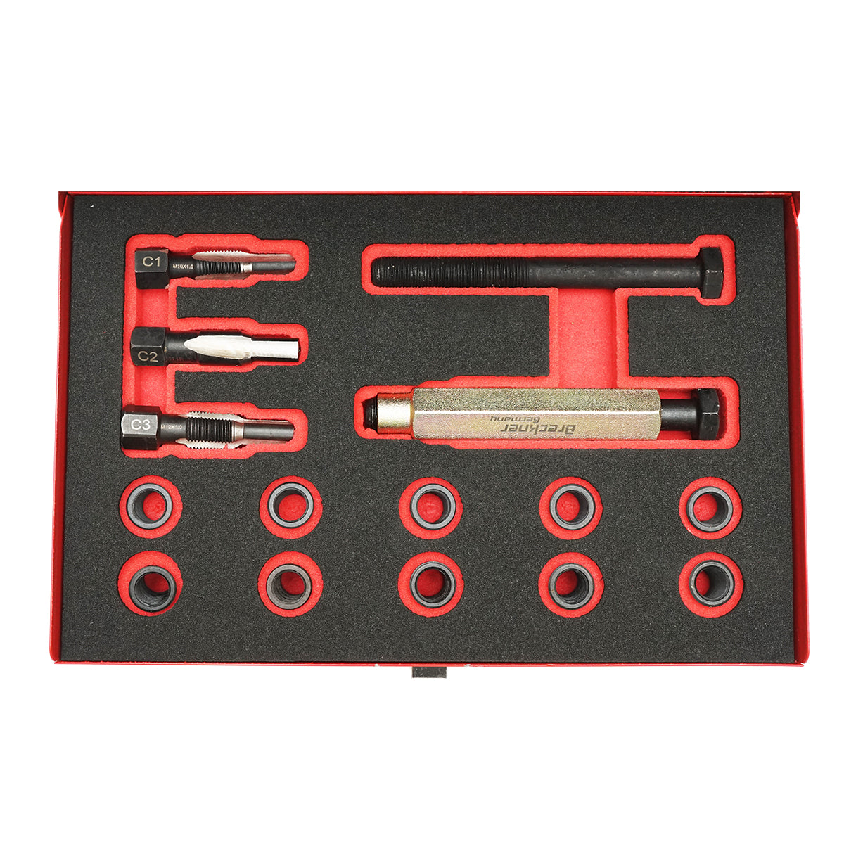 Set di riparazione filettature per candele, M10x1.0mm, 15 pezzi, Breckner Germany - immagine 3